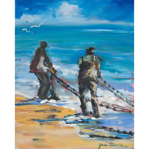 Fishermans Cove Black Modern Wood Framed Art Print by Slivka, Jane