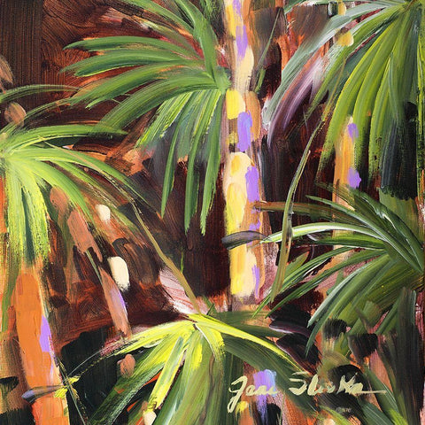 Palms in the Night I Black Ornate Wood Framed Art Print with Double Matting by Slivka, Jane