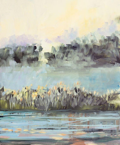 Swamp View White Modern Wood Framed Art Print with Double Matting by Slivka, Jane
