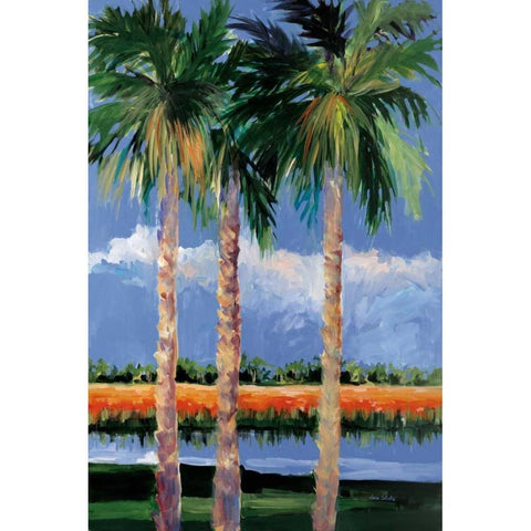Palm Coast White Modern Wood Framed Art Print by Slivka, Jane