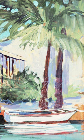 Docked By The Palms White Modern Wood Framed Art Print with Double Matting by Slivka, Jane