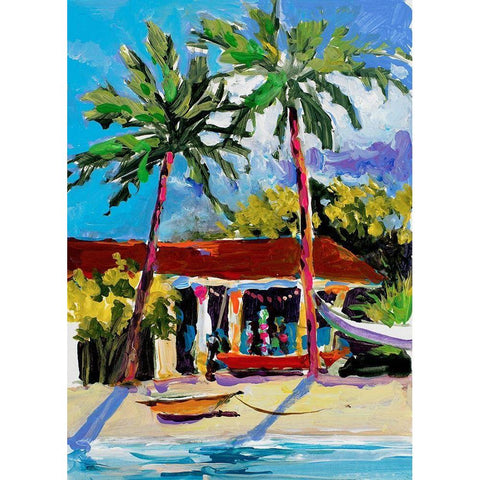 Caribbean Shore Gold Ornate Wood Framed Art Print with Double Matting by Slivka, Jane