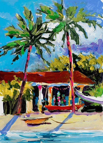 Caribbean Shore White Modern Wood Framed Art Print with Double Matting by Slivka, Jane