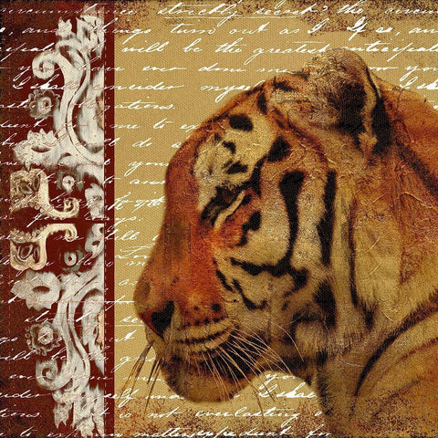 Safari Script II Black Ornate Wood Framed Art Print with Double Matting by Pinto, Patricia