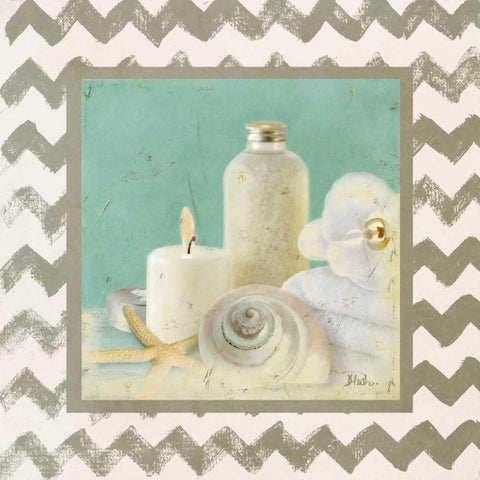 Silver Chevron Bath I White Modern Wood Framed Art Print by Pinto, Patricia