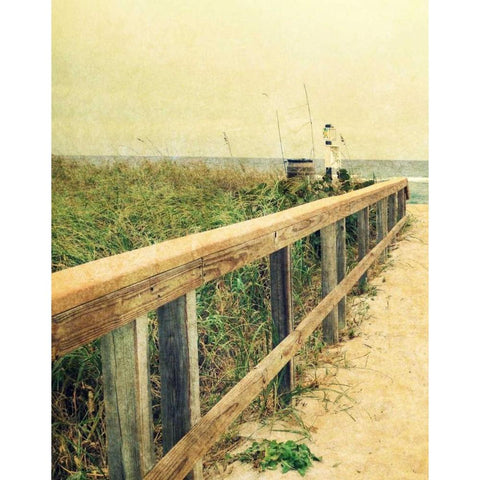 Beach Rails I Black Modern Wood Framed Art Print with Double Matting by Saghini, Lisa Hill