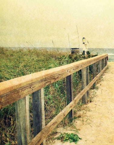 Beach Rails I Black Ornate Wood Framed Art Print with Double Matting by Saghini, Lisa Hill