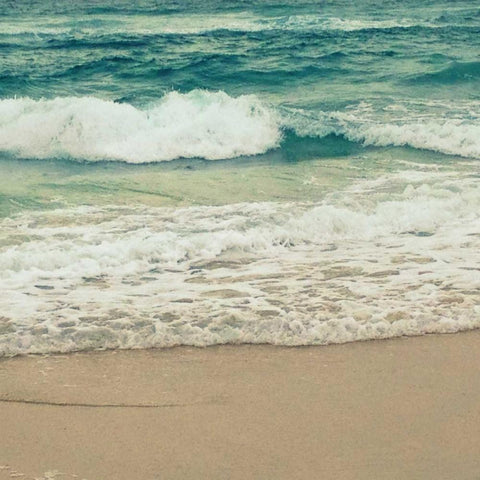 Teal Waves I Gold Ornate Wood Framed Art Print with Double Matting by Saghini, Lisa Hill