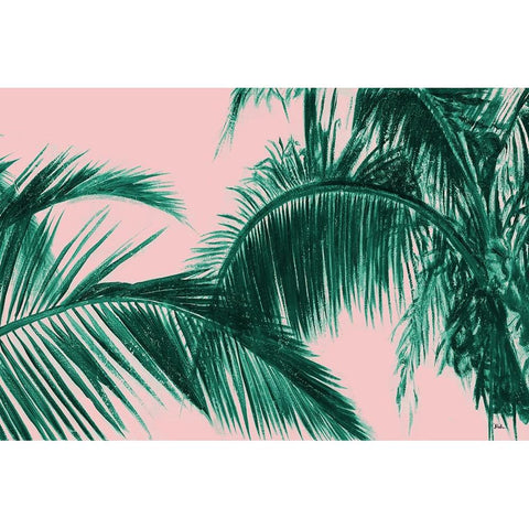 Modern Coconut Palms Black Modern Wood Framed Art Print with Double Matting by Pinto, Patricia