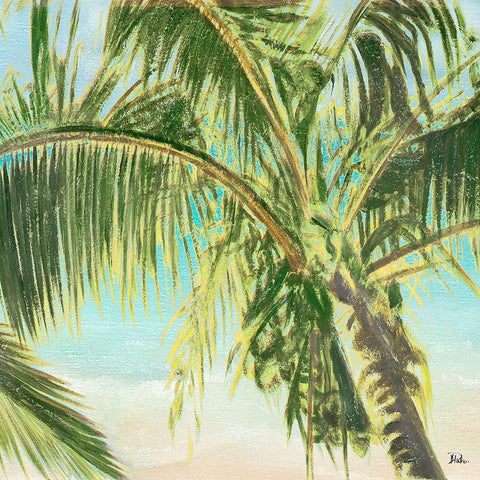 Bright Coconut Palm II White Modern Wood Framed Art Print by Pinto, Patricia