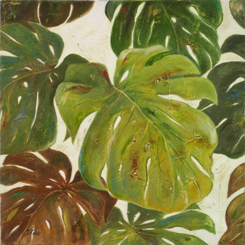 Green Touch I Black Modern Wood Framed Art Print with Double Matting by Pinto, Patricia