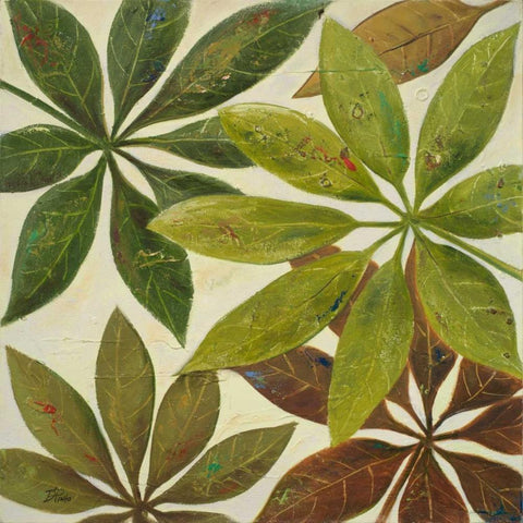 Green Touch II White Modern Wood Framed Art Print with Double Matting by Pinto, Patricia