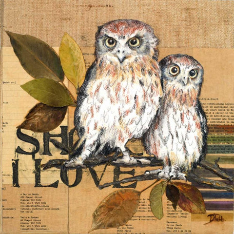 Little Owls II Black Modern Wood Framed Art Print by Pinto, Patricia