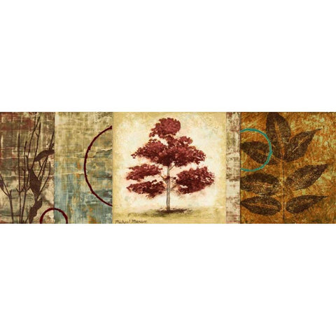 Red Tree Panel II White Modern Wood Framed Art Print by Marcon, Michael
