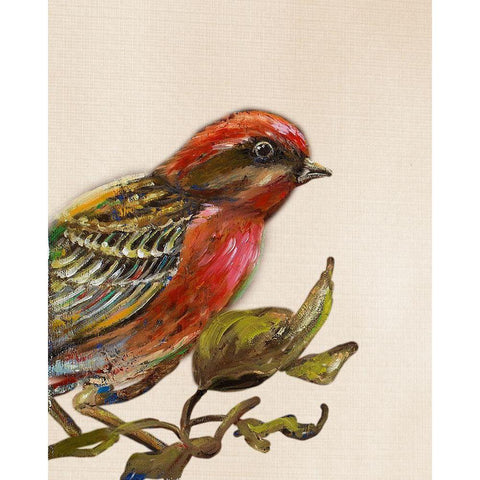 Bird on Perch I Black Modern Wood Framed Art Print with Double Matting by Pinto, Patricia