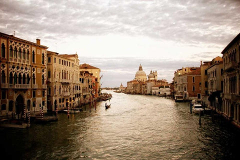 Venetian Canals I White Modern Wood Framed Art Print with Double Matting by Navas, Emily