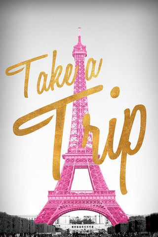 Take A Trip White Modern Wood Framed Art Print with Double Matting by Navas, Emily