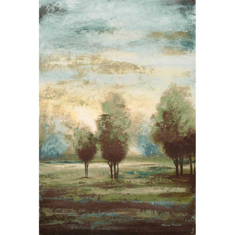 Return to the Blue Open Glow II White Modern Wood Framed Art Print by Marcon, Michael