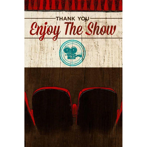 Enjoy the Show-Theater Black Modern Wood Framed Art Print by SD Graphics Studio
