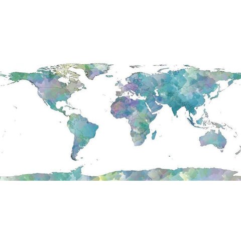 World Map Watercolor White Modern Wood Framed Art Print by Sundance Studio