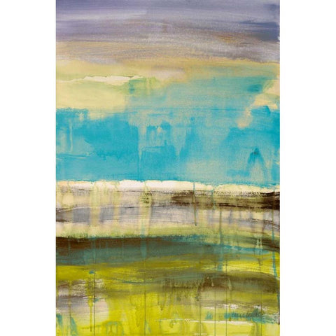 Teal September Rain I Black Modern Wood Framed Art Print with Double Matting by Loreth, Lanie