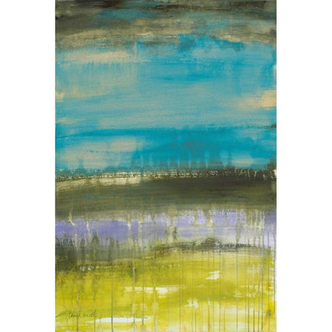 Teal September Rain II Black Modern Wood Framed Art Print with Double Matting by Loreth, Lanie