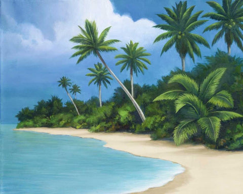 Palm Beach II Black Ornate Wood Framed Art Print with Double Matting by Rhyan, Vivien