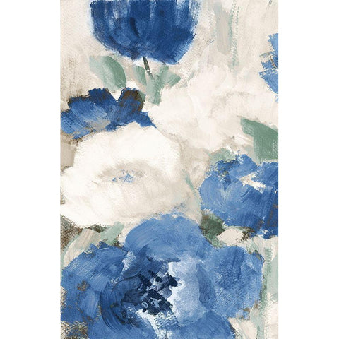 Blue Flower Power I Black Modern Wood Framed Art Print with Double Matting by Loreth, Lanie