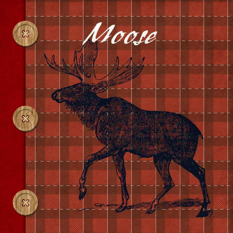 Flannel Moose White Modern Wood Framed Art Print by SD Graphics Studio