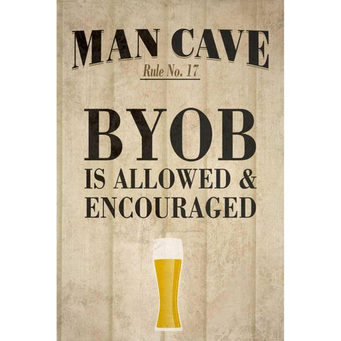 Man Cave Rules I Gold Ornate Wood Framed Art Print with Double Matting by SD Graphics Studio