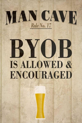 Man Cave Rules I Black Ornate Wood Framed Art Print with Double Matting by SD Graphics Studio