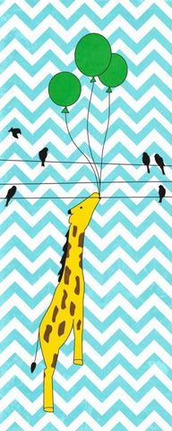 Floating Giraffe Black Ornate Wood Framed Art Print with Double Matting by SD Graphics Studio