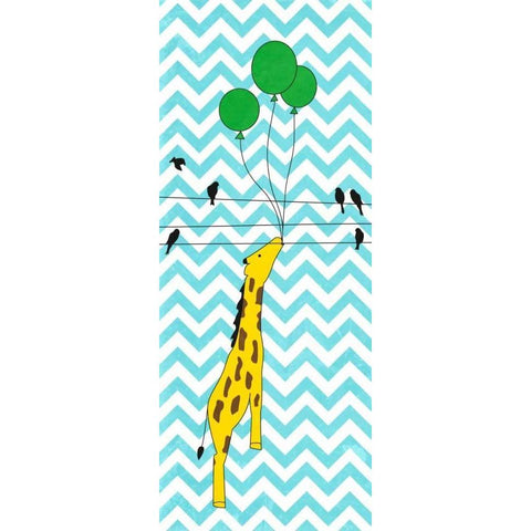 Floating Giraffe Black Modern Wood Framed Art Print by SD Graphics Studio