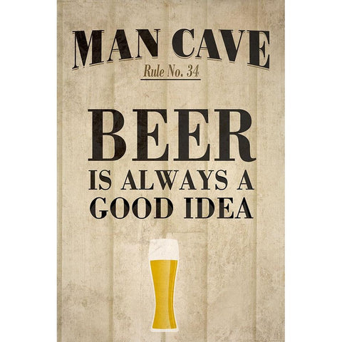 Man Cave Rules I Gold Ornate Wood Framed Art Print with Double Matting by SD Graphics Studio