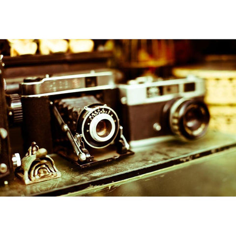 Vintage Cameras Black Modern Wood Framed Art Print by Bryant, Susan