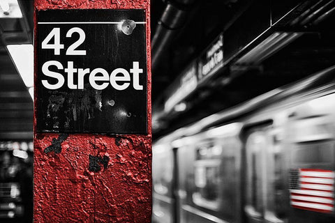 42nd St. White Modern Wood Framed Art Print with Double Matting by Bryant, Susan