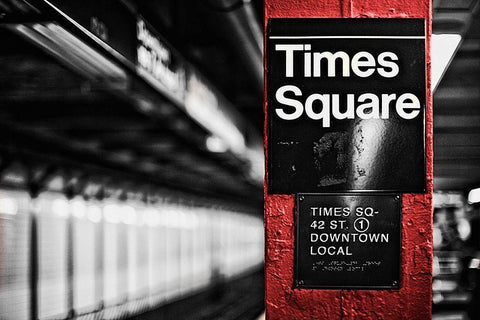 Times Square White Modern Wood Framed Art Print with Double Matting by Bryant, Susan