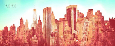 NY Love XOXO White Modern Wood Framed Art Print with Double Matting by Bryant, Susan