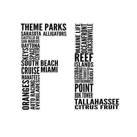 FL Type Black Modern Wood Framed Art Print by SD Graphics Studio