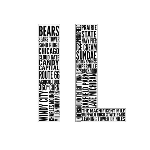 IL Type Black Modern Wood Framed Art Print by SD Graphics Studio