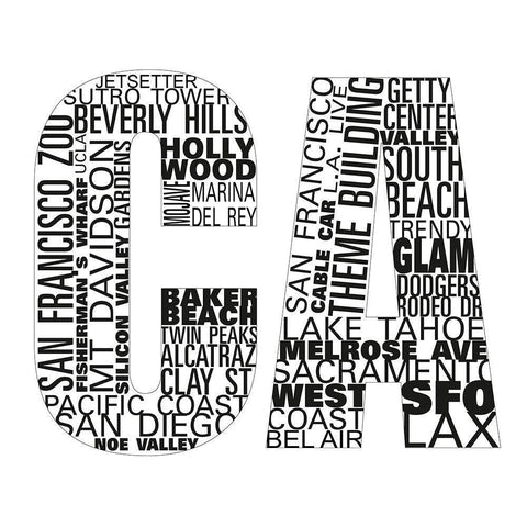 CA Type I Black Modern Wood Framed Art Print by SD Graphics Studio