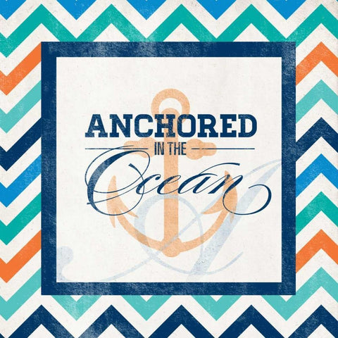 Anchored Black Modern Wood Framed Art Print by SD Graphics Studio