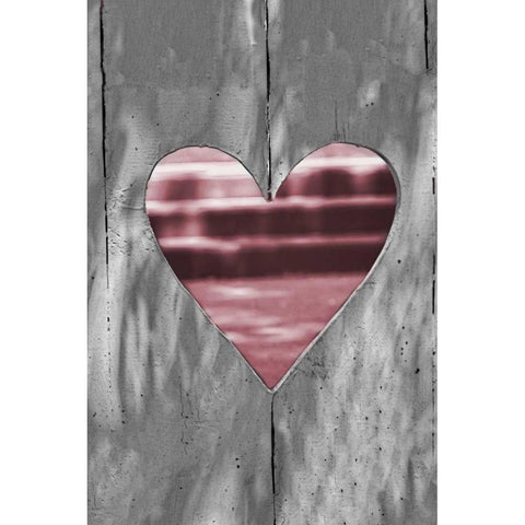 Pink Woodcut Heart I Black Modern Wood Framed Art Print by Peck, Gail