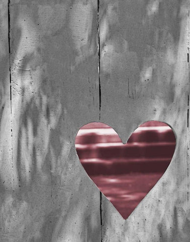 Up and Down Pink Woodcut Heart I White Modern Wood Framed Art Print with Double Matting by Peck, Gail