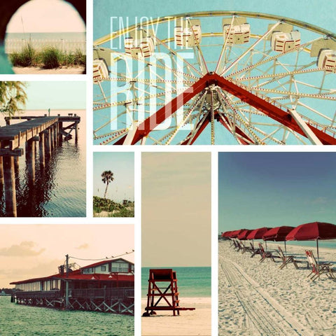 Beach Life II White Modern Wood Framed Art Print with Double Matting by Peck, Gail