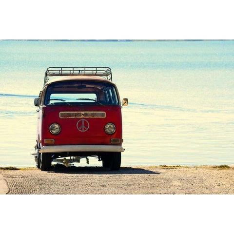 Beach Ride with Emblem Black Modern Wood Framed Art Print with Double Matting by Peck, Gail