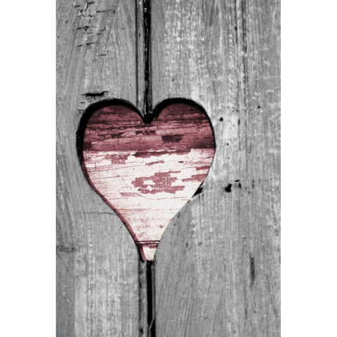 Pink Woodcut Heart II Black Modern Wood Framed Art Print with Double Matting by Peck, Gail