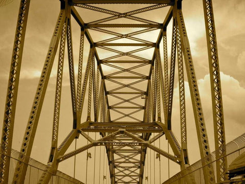 New York Bridge II White Modern Wood Framed Art Print with Double Matting by Rodriguez, Jairo