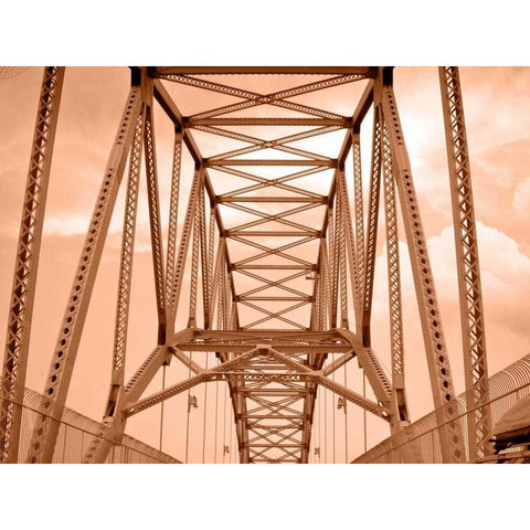 Sepia Bridge White Modern Wood Framed Art Print by Rodriguez, Jairo