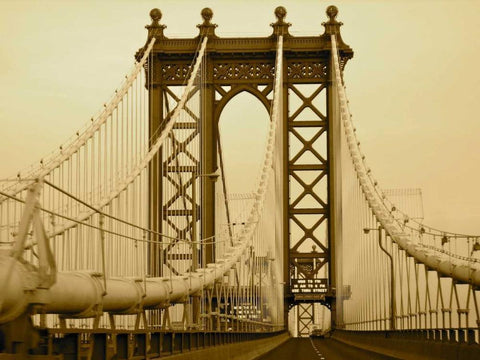 New York Bridge I Black Ornate Wood Framed Art Print with Double Matting by Rodriguez, Jairo